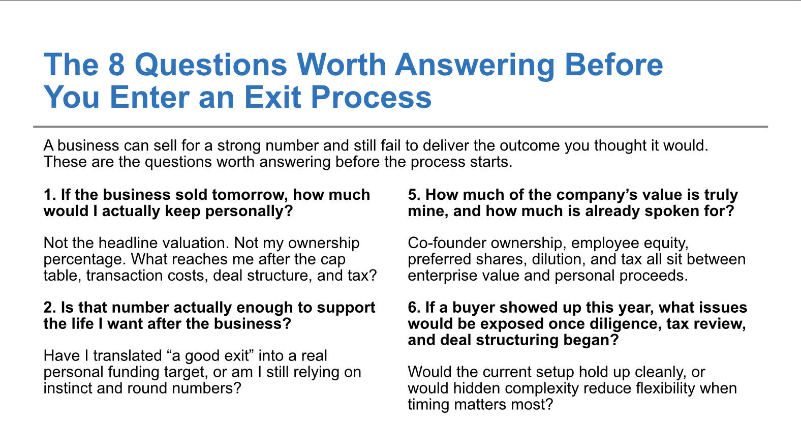 Exit Planning Checklist Mockup