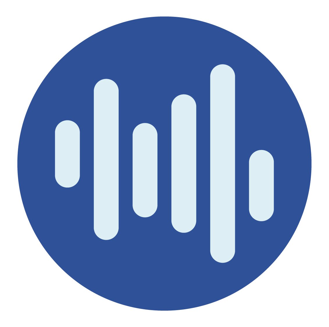 In Tune logo: blue circle with white bar waveforms