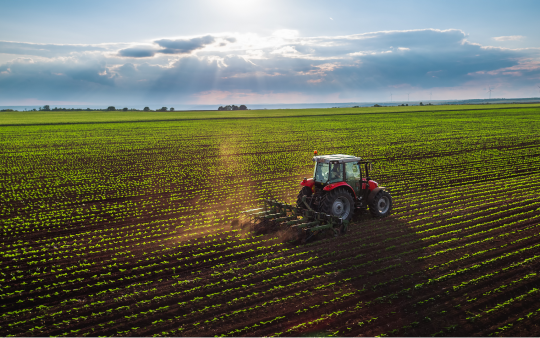 tractor in a field